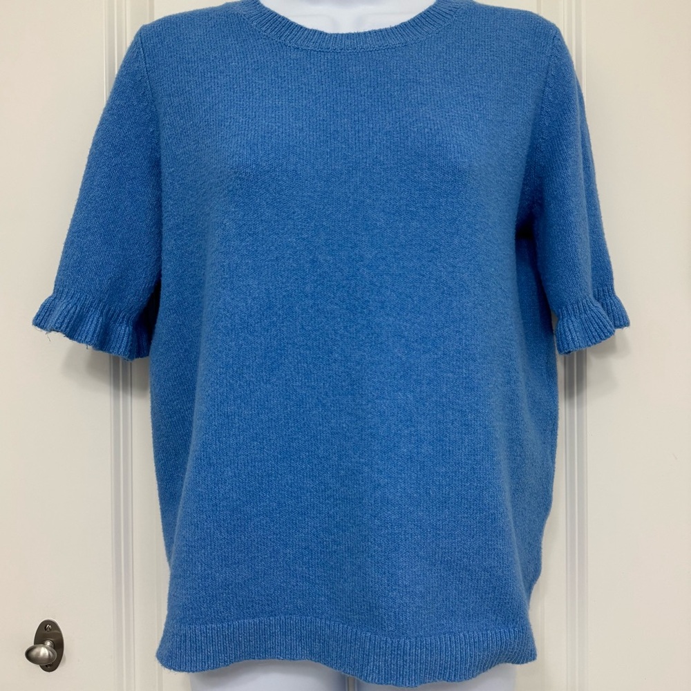 Ann Taylor Factory Cotton Blend Short Sleeve Sweater Blue M